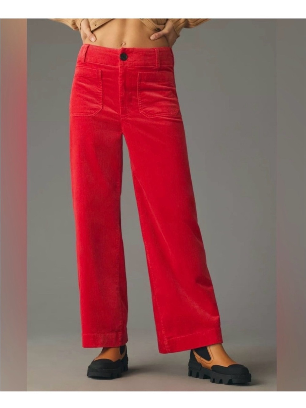 Maeve Colette Pant Cropped Corduroy in Red Size 26